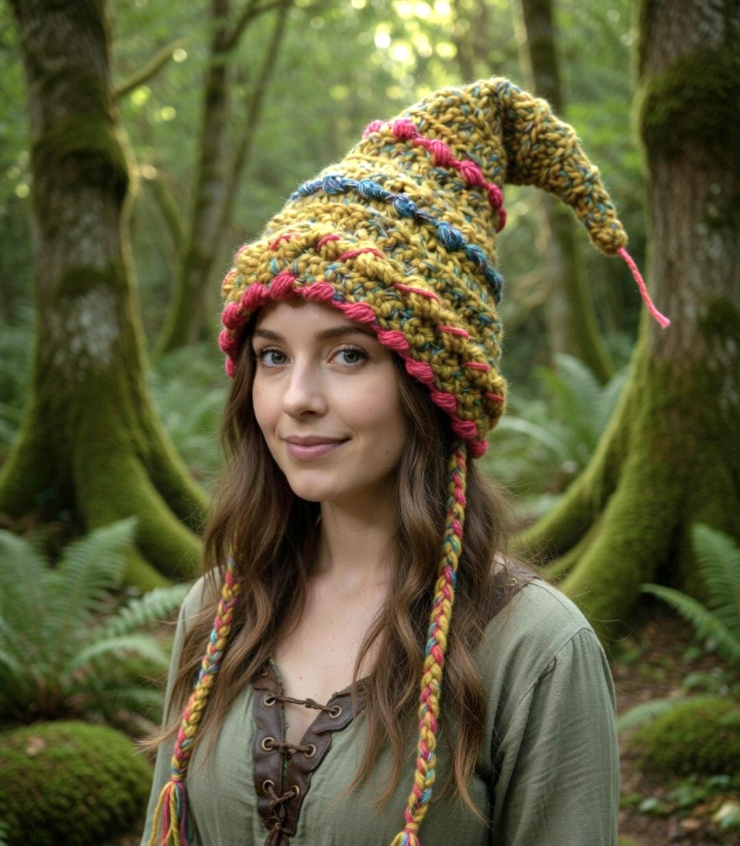 Handmade Woodland Wizard Pixie Hat - OOAK Orange Lime Mustard Fairy ...
