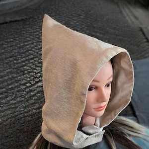 Capucha de chenilla color crema con forro de satén, disfraz gótico de LARP, disfraz de hada caprichosa para adultos, invierno HT55