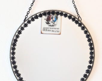 Hand Spiders Embellished 10&quot; Round Wall Hanging Mirror