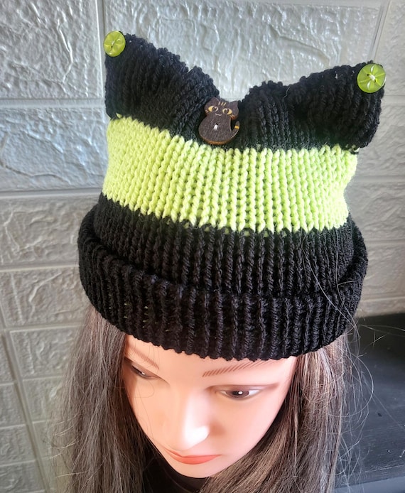 Nutrigrub Cappelli all'Uncinetto per Donna Simpatiche Orecchie di Gatto Beanie Berretti Vintage Donne Cappello Volpe Accessori Grunge Berretti Lavorati a Maglia Slouchy (Marrone+Beige