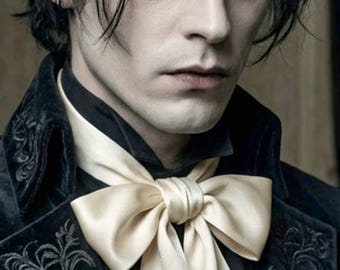 Cravatta a farfalla in raso duchessa color crema - Steampunk, costume vittoriano, gotico