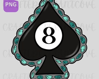 Western 8-Ball Spade PNG Digital Design