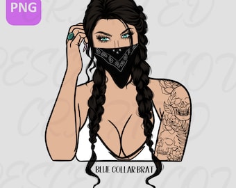 Blue Collar Brat Western PNG Digital Design
