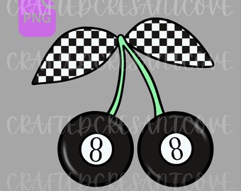8-Ball Cherries Western PNG Digital Design