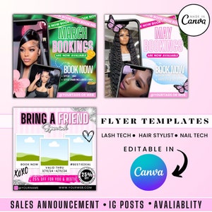 Folheto de modelo de negócios de beleza para Lash Tech, Nail Tech, cabeleireiro e muito mais