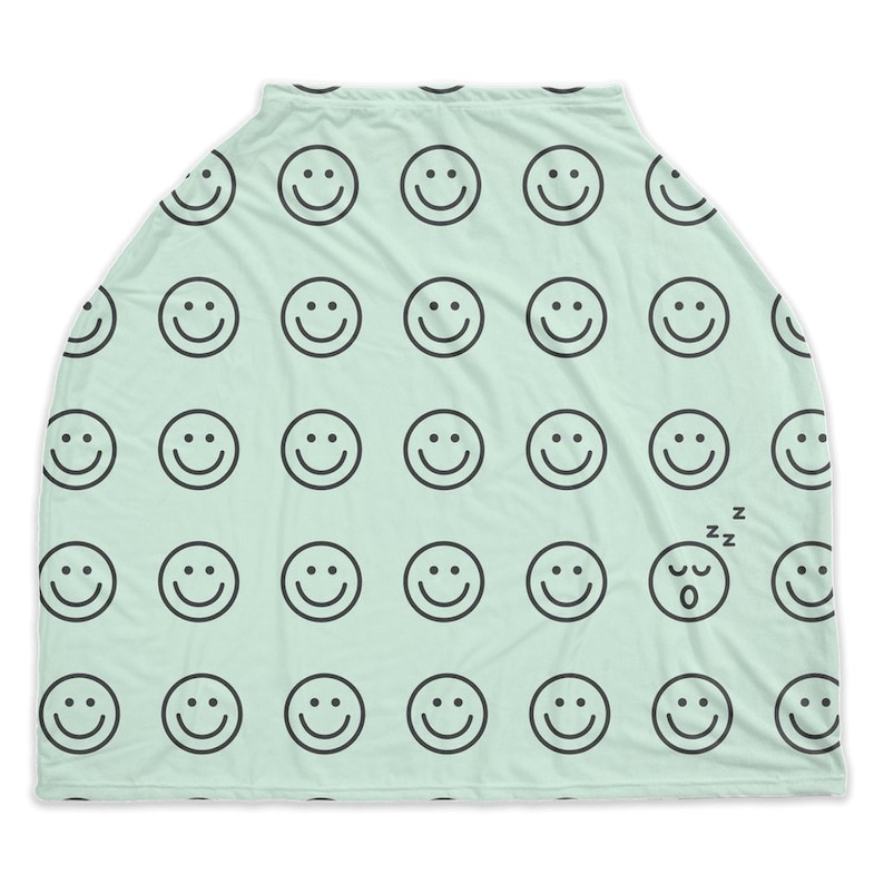 Car Seat, Cover, Breastfeeding Cover, Nursing, Baby, Baby Shower, Gift, Poncho, Nursing Cover, Breastfeeding Cover, Smiley Face, Funny image 1