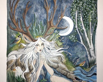 Giclée Print, hand gilded: Elen of the Ways