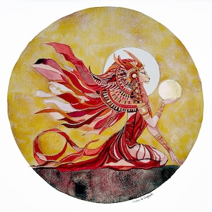 Giclée Print, Hand gilded: Sekhmet