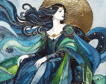 Giclée Print, Hand gilded: Queen Medb