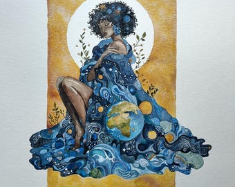 Giclée-tryck, handförgyllt: Gaia