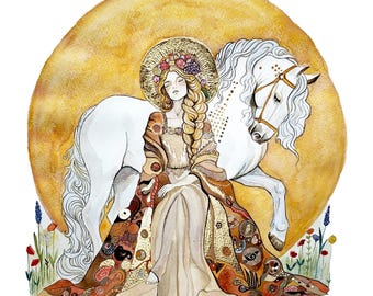 Giclée Print, Hand gilded: Rhiannon