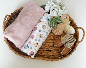 Two pack Organic baby muslin blankets , % 100 organic cotton ,90*90 cm gift for baby , breathable baby wrap