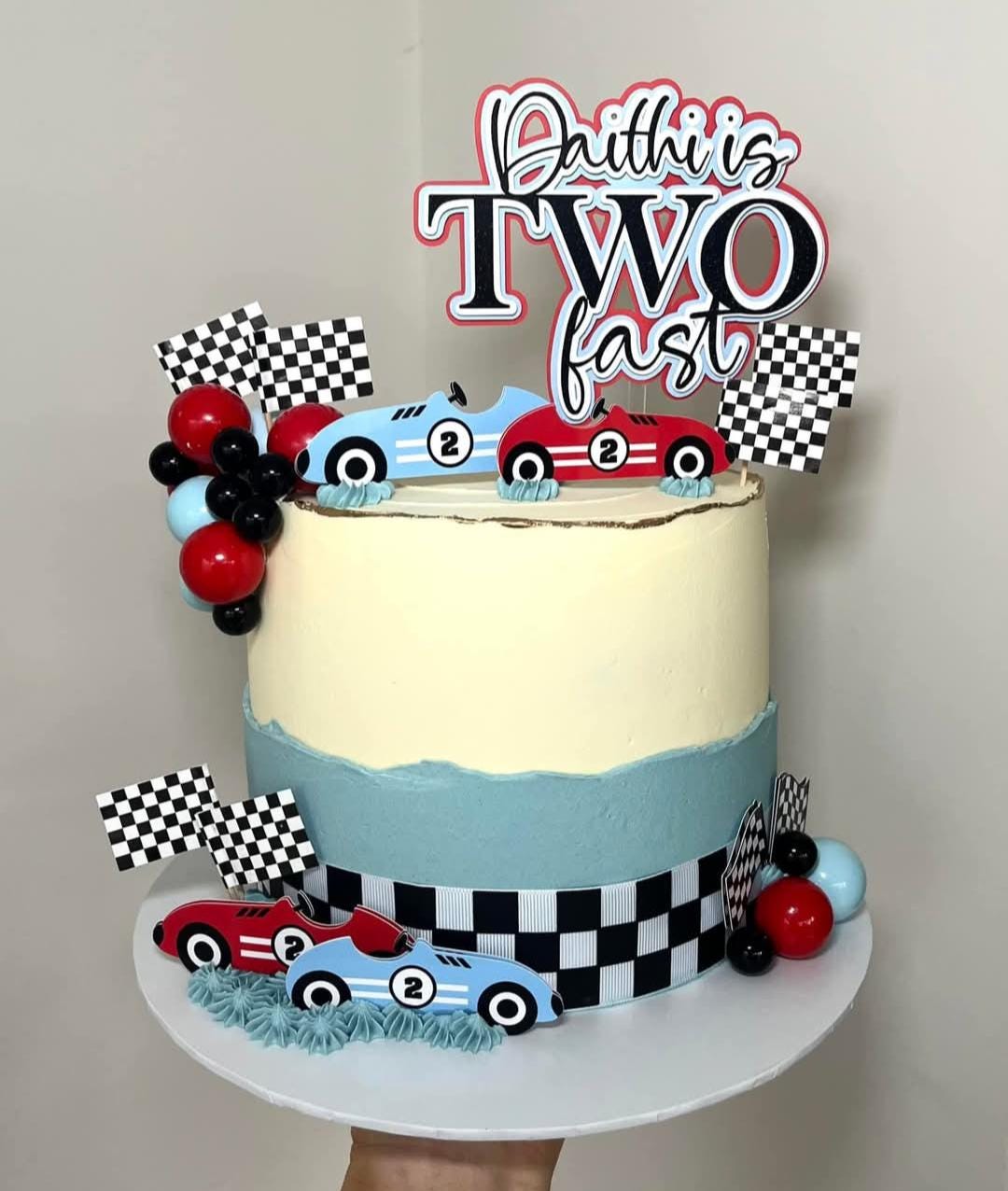 64 PCS Race Car Cake Topper Set - Cars, Flags, Tracks For Birthday Party Decorations