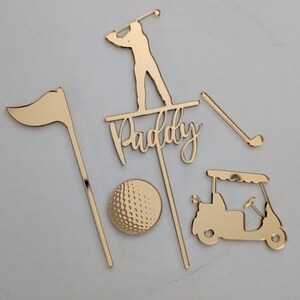 Golf cake topper set with charms, personalised