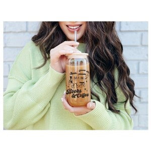 Drunk on Books & Coffee Retro Glass