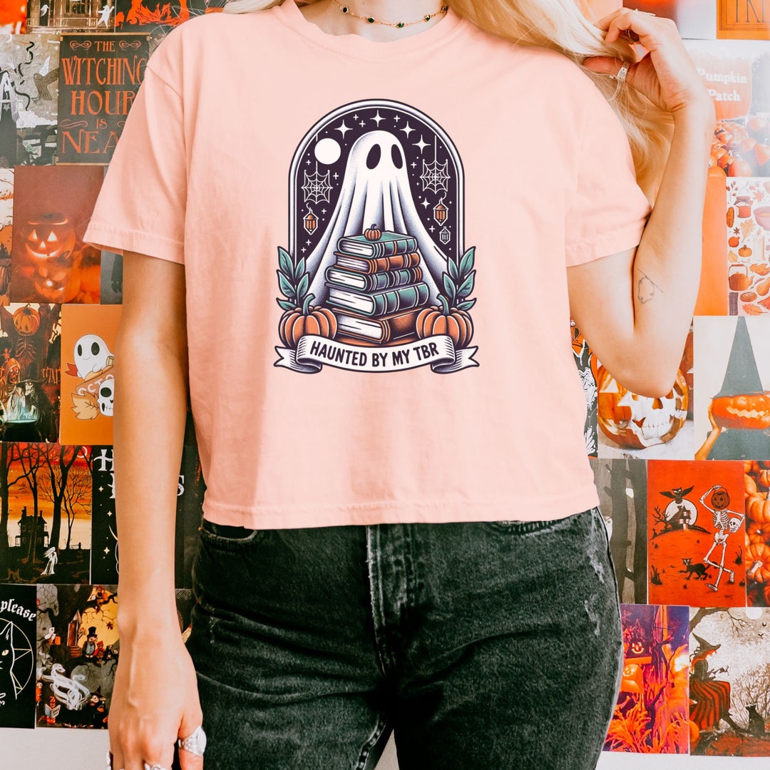 Haunted by My TBR Fall Ghost T-shirt Fall Women's Boxy Tee - Etsy