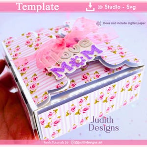 Box Template in Studio and Svg, Favor Box Template for Mothers Day