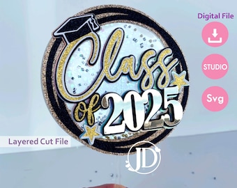 Graduation Cake Topper Svg and Studio, Cutting Template, Layered Cut, cake topper graduation 2025 for Cricut and Cameo, Instant Download.