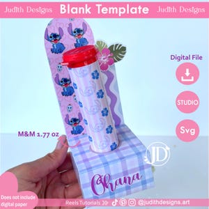 MM&#39;s Tube Box Template 1.77 oz for Cricut and Cameo, 1.77 oz MM&#39;s Box Template SVG and Studio, Includes Blank M&M&#39;s Tube Label Template.