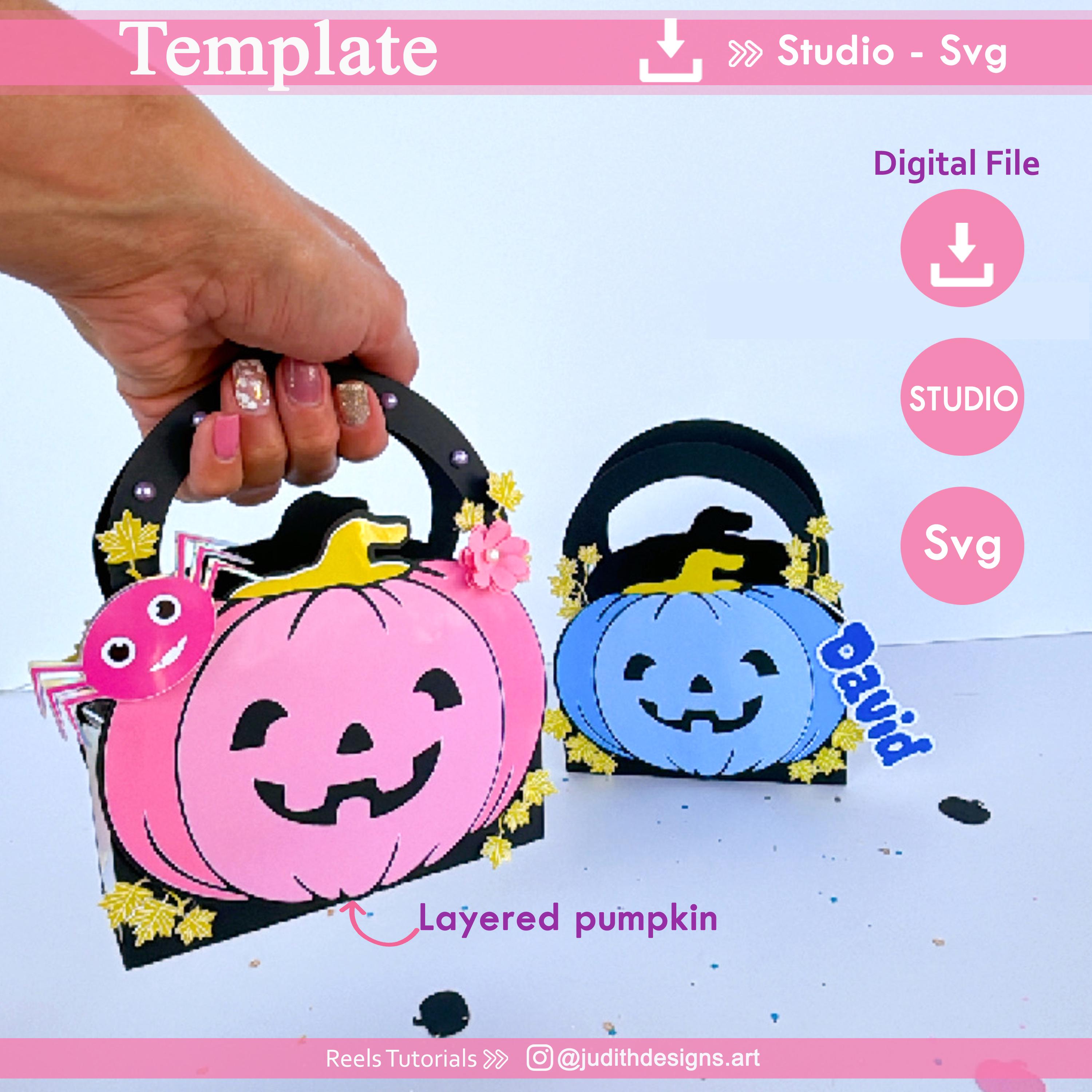 Halloween box template for Studio and Svg, layered Halloween bag template, halloween layered cut file