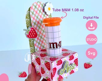 Mini modèle de boîte tube M&M Cricut et camée, modèle de boîte pour Mini MM SVG et Studio de 1,08 oz, modèle vierge pour le reconditionnement des MM.