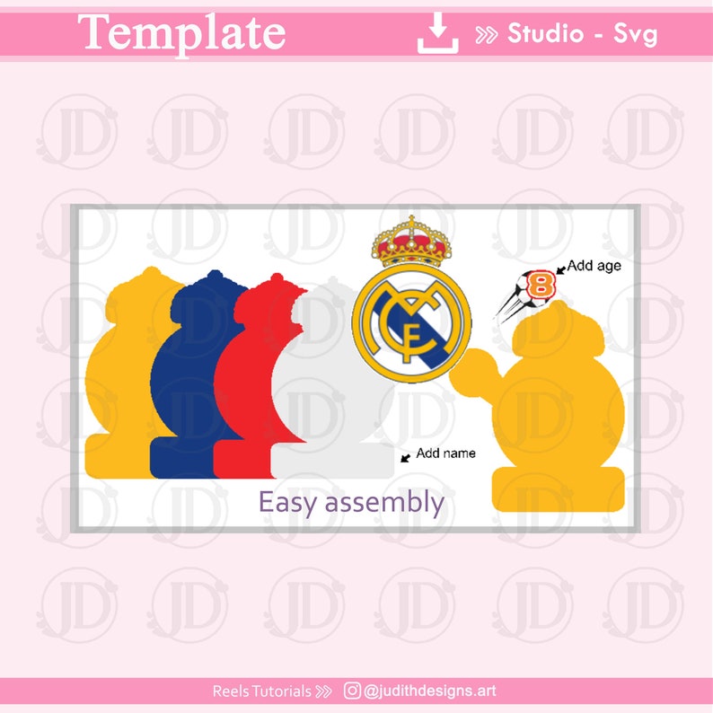 Real Madrid Cake Topper for Studio and SVG, Cut File Cake Topper Real ...