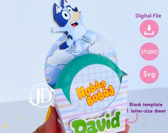 Modèle SVG et Studio Box Hubba Bubba, modèle de bande de bubble-gum Hubba Bubba, modèle de boîte Hubba Bubba.
