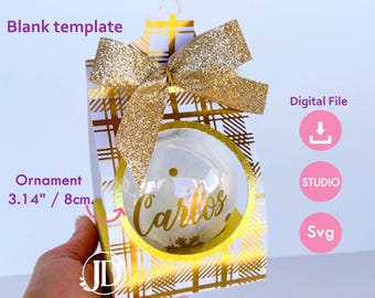 Kerstdoossjabloon, ornamentdoossjabloon, kerstdoosornament gesneden bestand voor Silhouette en Cricut, ornament van 3,14"-8 cm