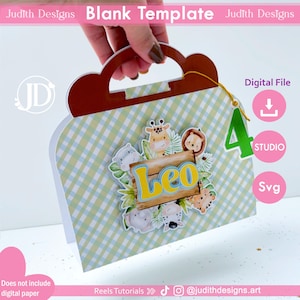 Plantilla para colorear de caja de maleta para Cricut y Silhouette, actividad de fiesta infantil, maleta svg y archivo de corte de estudio.