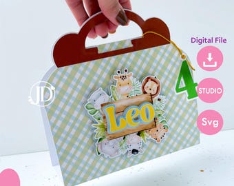 Coloring Suitcase Box, Suitcase box coloring template for Cricut and Silhouette, kids party activity, Activity box template.