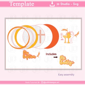 Topo de bolo de batizado em camadas, arquivo para Studio e SVG, primeira comunhão, celebração religiosa. imagem 5