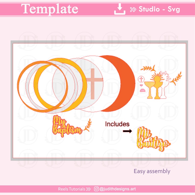Topo de bolo de batizado em camadas, arquivo para Studio e SVG, primeira comunhão, celebração religiosa. imagem 5