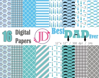 Father's Day digital papers, 16 digital papers in jpg ready to print and cut your projects