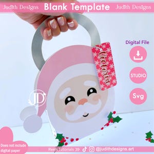 Modèle de sac de bonbons père Noël pour Cricut et Silhouette, modèle de boîte de Noël SVG et Studio, modèle de sac Noël