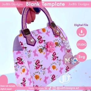 Modèle de sac à main pour la fête des mères, modèle de boîte à main, fichier découpé en cricut et camée, boîte de sac pour la fête des mères, modèles de sac
