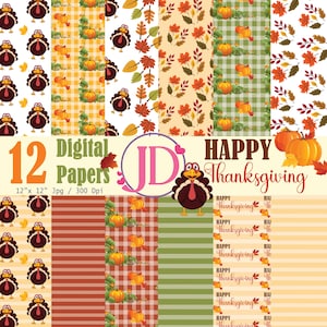 Thanksgiving Paper, Autumn Digital Paper, Scrapbooking Paper ...