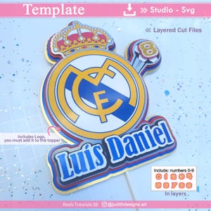Real Madrid Cake Topper for studio and SVG, Cut File Cake Topper Real Madrid