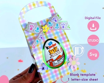 Kinder egg holder template svg and Studio, egg bag holder template cutting file.