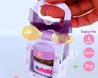 Mini Nutella Box Template Svg and Studio, Template Nutella 25g, Mini Nutella Template Holder