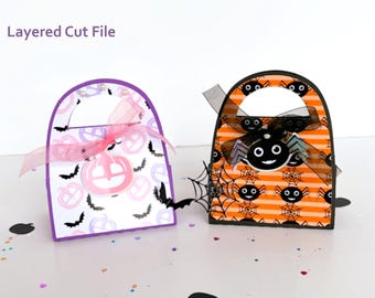 Halloween Box Template for SVG and Studio, Halloween Bag Template Cut File, Digital File for Cameo and Cricut.
