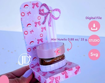 Plantilla para minicaja de Nutella de 25 g, soporte para Nutella (SVG), archivo de corte (SVG), archivo de corte (Cameo)
