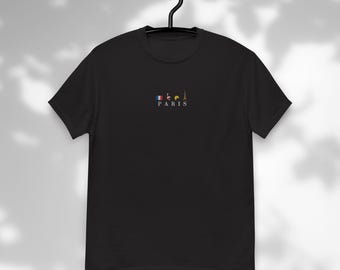 Paris Embroidered T-Shirt: Eiffel Tower Design, Cotton Tee