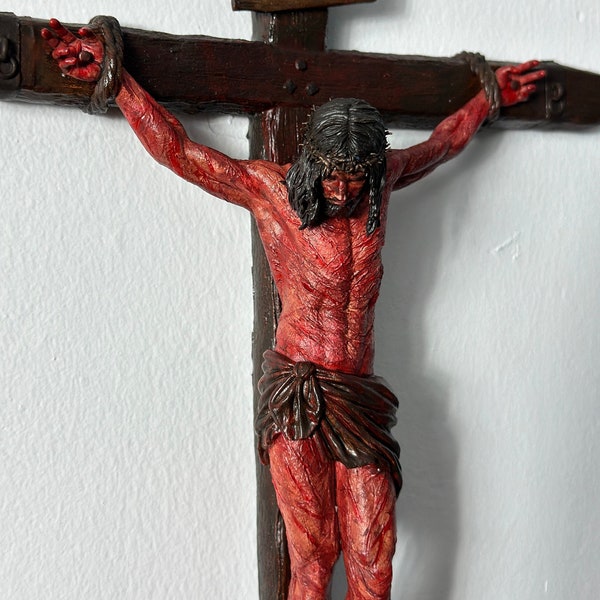 La Pasión del, cristo realista, crucifijo, Jesús, arte católico, figura 3D personalizada pintada a mano, Regalos Religiosos,