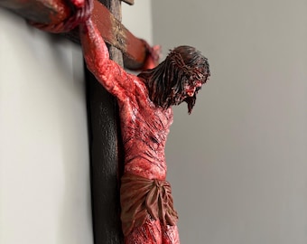 La Pasión de Cristo, crucifijo realista, Jesús, arte católico, figura 3D pintada a mano, regalos religiosos.