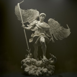 Archangel Michael Statue – Hand-Painted 3D Resin Christian Decor