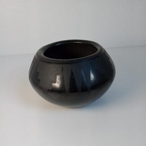 Rare Black-on-Black Pottery Bowl by Blue Corn, San Ildefonso Pueblo