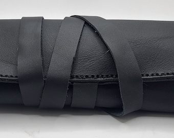 Genuine Leather Watch Roll - 2 slots w/document pouch