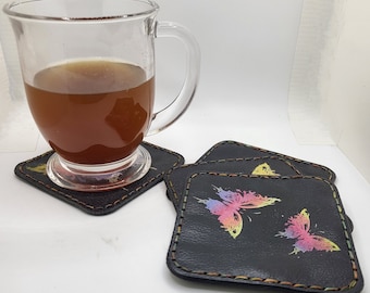 Genuine Leather Coasters - set of 4