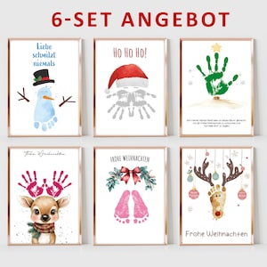 Weihnachten 6er Set Handabdruck Fußabdruck DIY Art Kunst druckbare Schneemann Nikolaus Urlaub Aktivität für Baby Kleinkind Handwerk Andenken