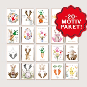 Ostern Set Bündel druckbare Kunst Ostergeschenke Digital basteln Osterdekoration Oster Hase Ei Kunst Frühling Wand Kunst | Hand Fuss Abdruck